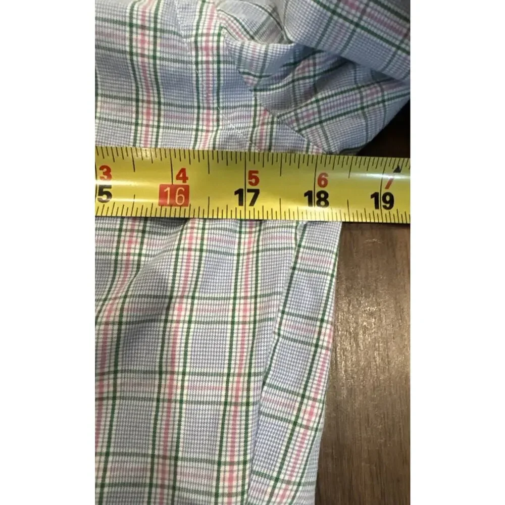 Polo Ralph Lauren Dress Shirt Men 14.5-32/33 Blue Pink Green Classic Fit Plaid